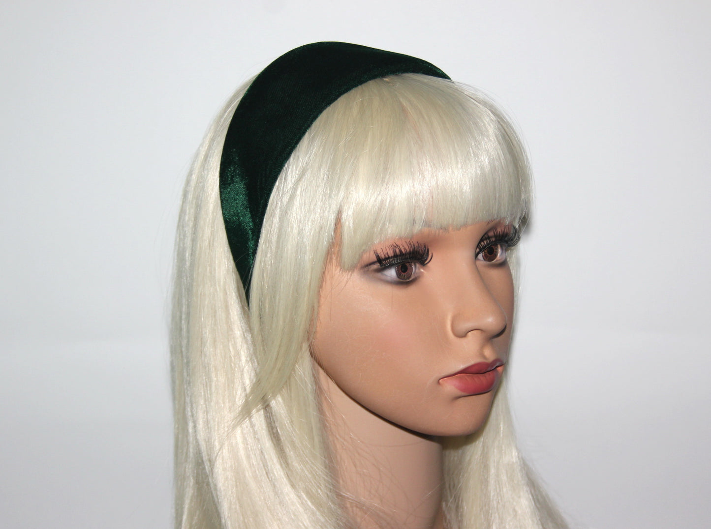 Dark Green silk velvet headband - Adjustable hair band for medium and large head size