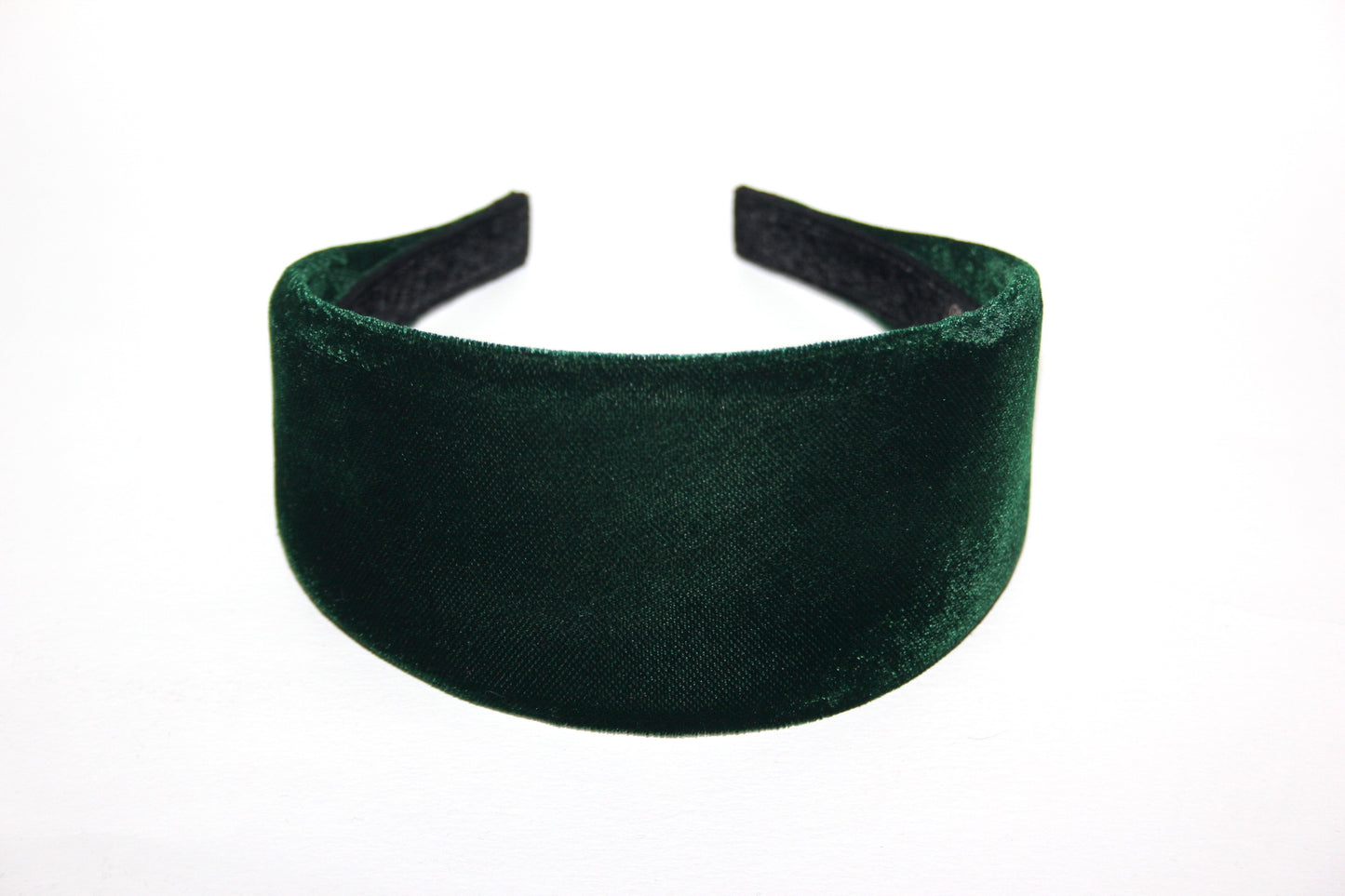 Dark Green silk velvet headband - Adjustable hair band for medium and large head size
