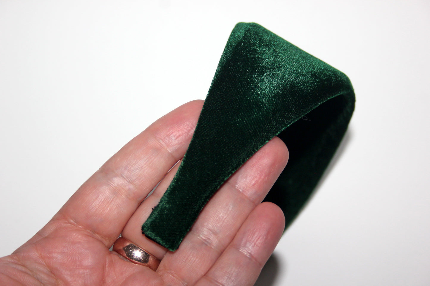Dark Green silk velvet headband - Adjustable hair band for medium and large head size