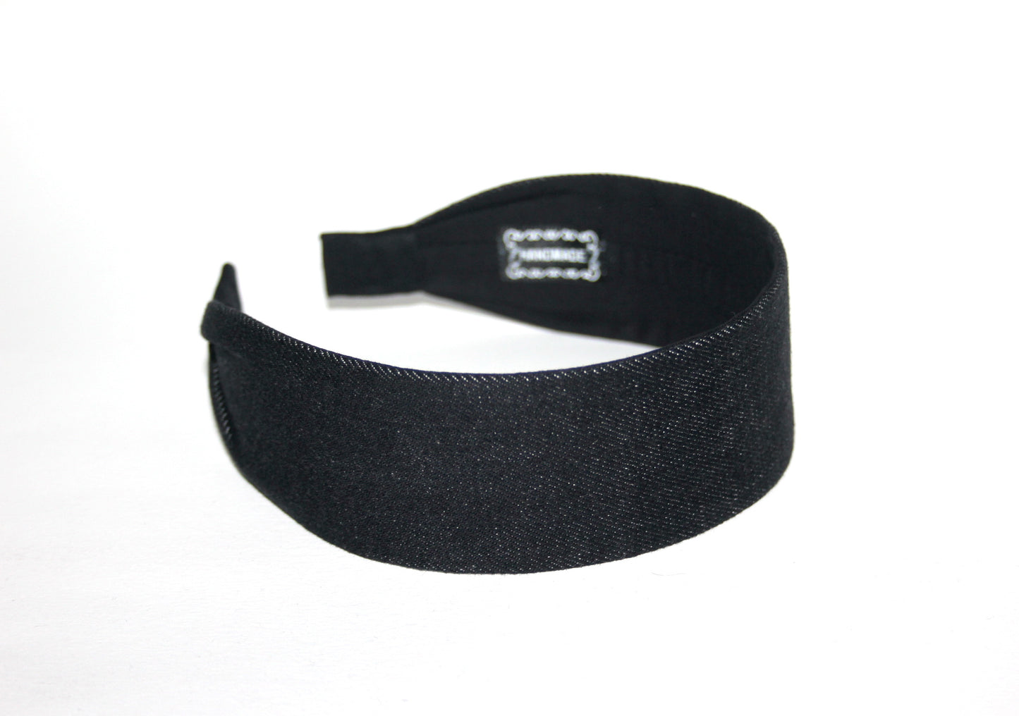 Black melange denim headband Flat hairband scarf