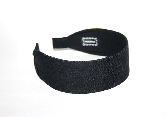 Black melange denim headband Flat hairband scarf