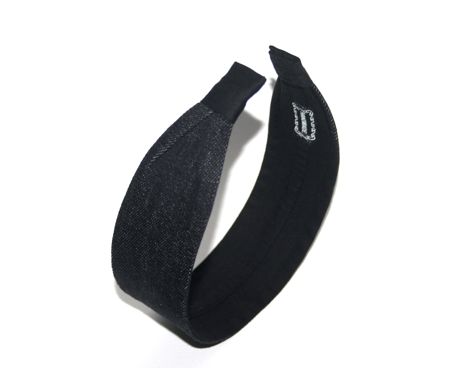 Black melange denim headband Flat hairband scarf