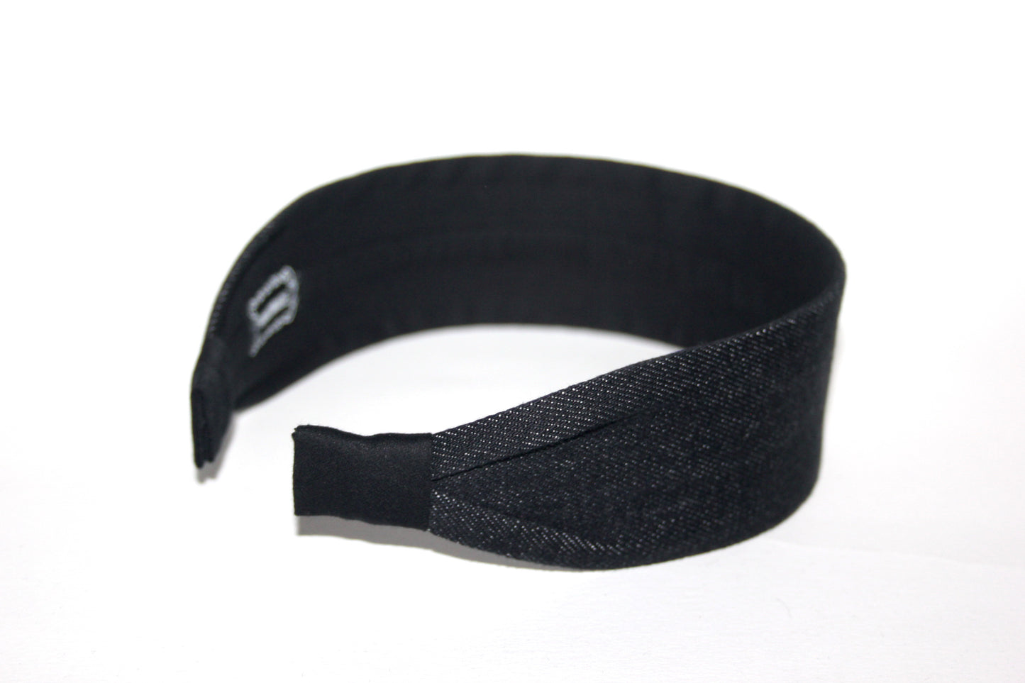 Black melange denim headband Flat hairband scarf