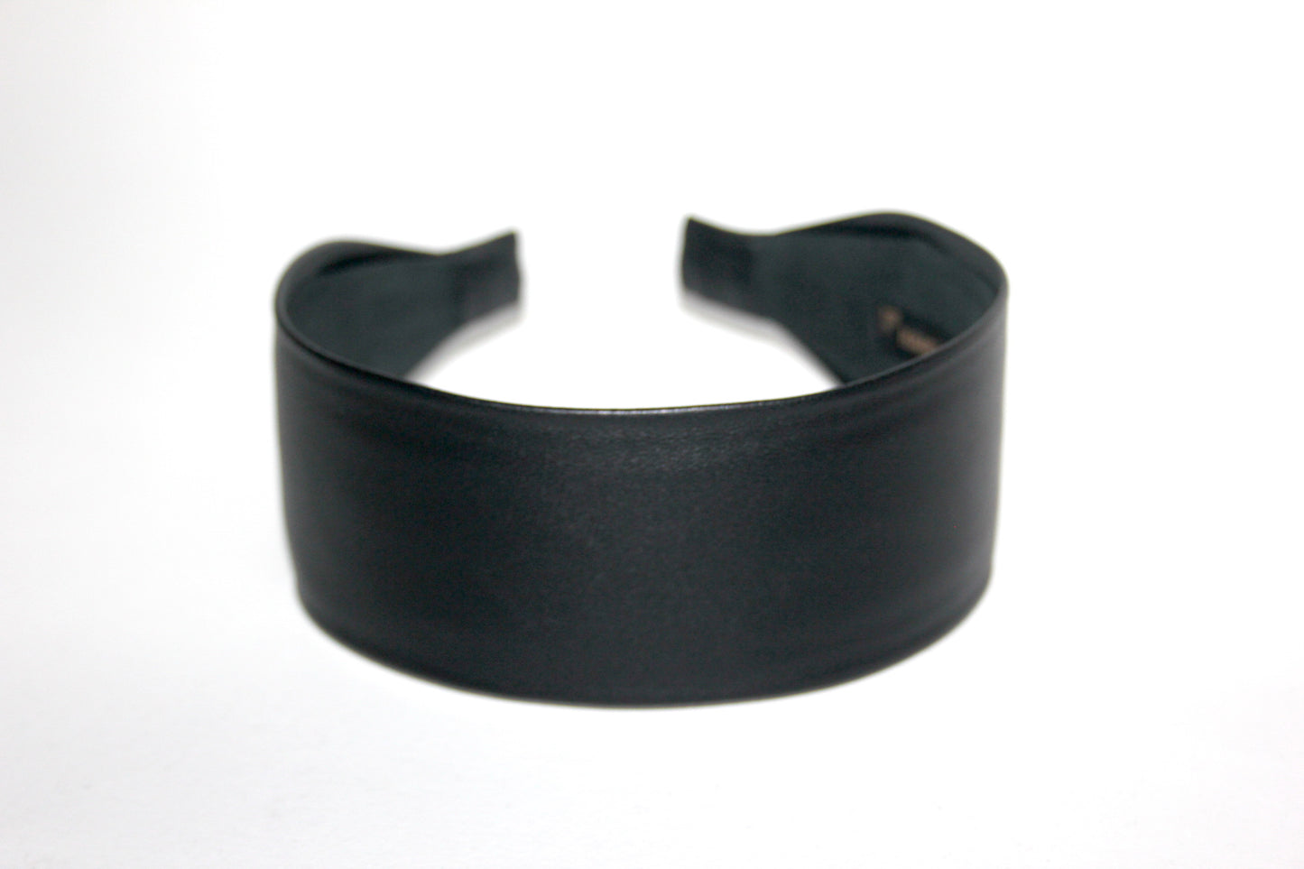 Genuine Black flat headband Italian soft lambskin leather hairband for women, unique design, plastic free