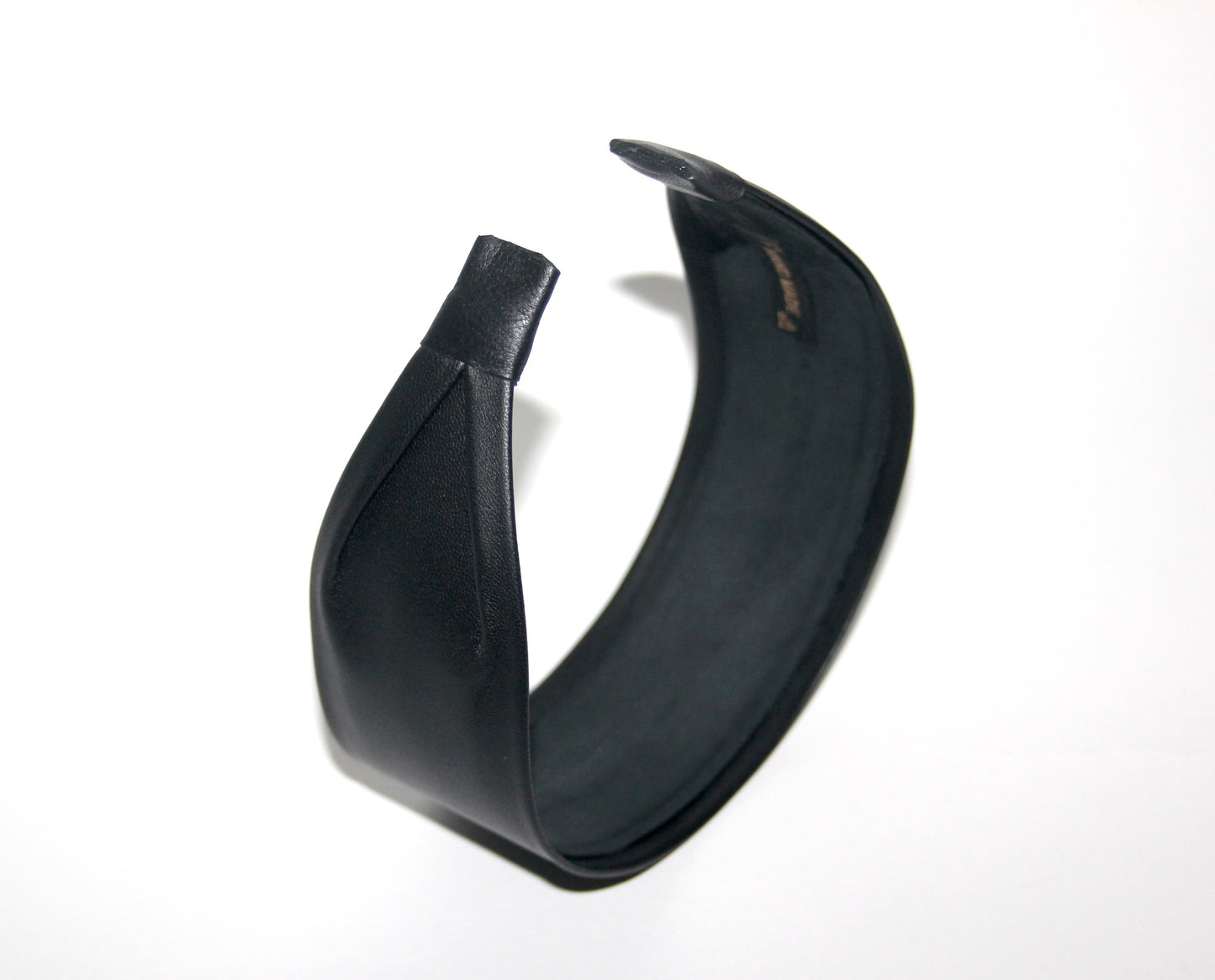Genuine Black flat headband Italian soft lambskin leather hairband for women, unique design, plastic free