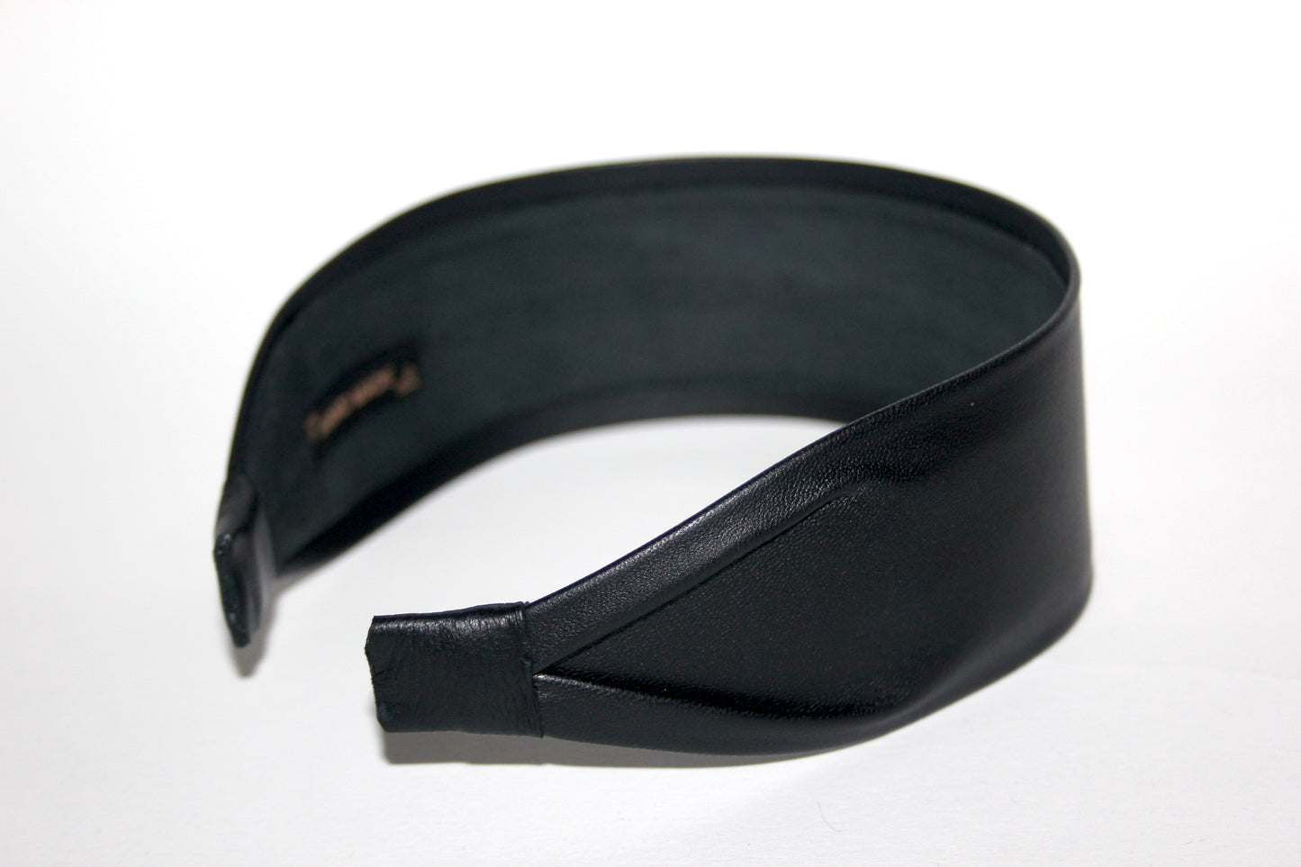 Genuine Black flat headband Italian soft lambskin leather hairband for women, unique design, plastic free