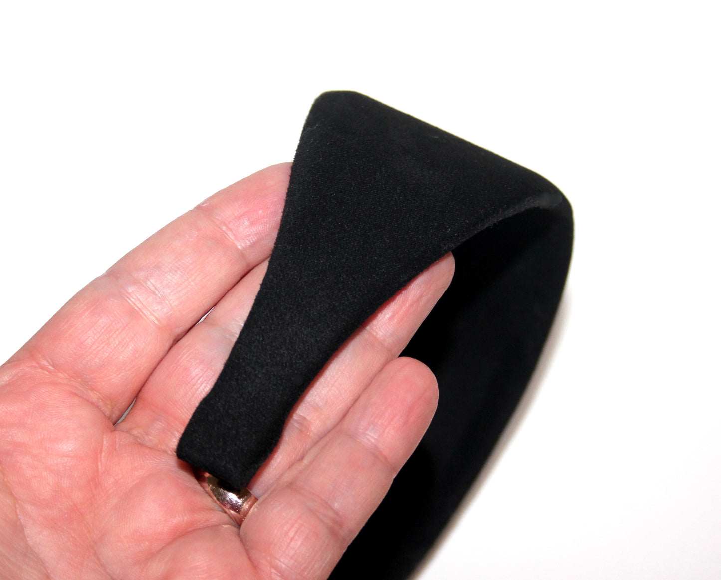 Faux Suede headband Classic Black hairband scarf, plastic free