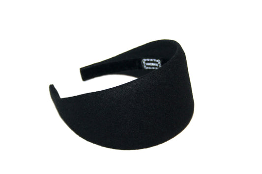 Wool flannel headband Black warm head scarf Extra wide head cover, plastic free