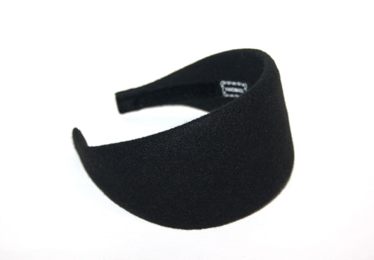 Wool headband Black warm head scarf Extra wide head cover, plastic free