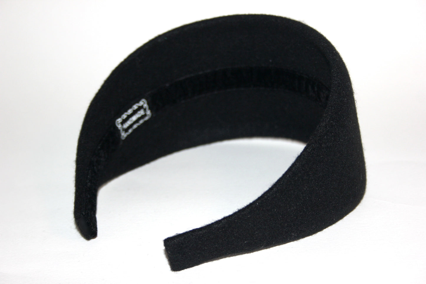 Wool headband Black warm head scarf Extra wide head cover, plastic free