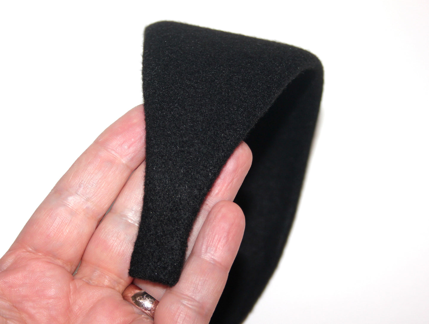 Wool headband Black warm head scarf Extra wide head cover, plastic free