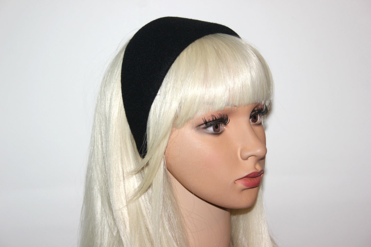 Wool headband Black warm head scarf Extra wide head cover, plastic free