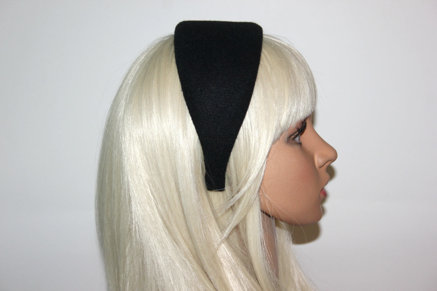 Wool headband Black warm head scarf Extra wide head cover, plastic free