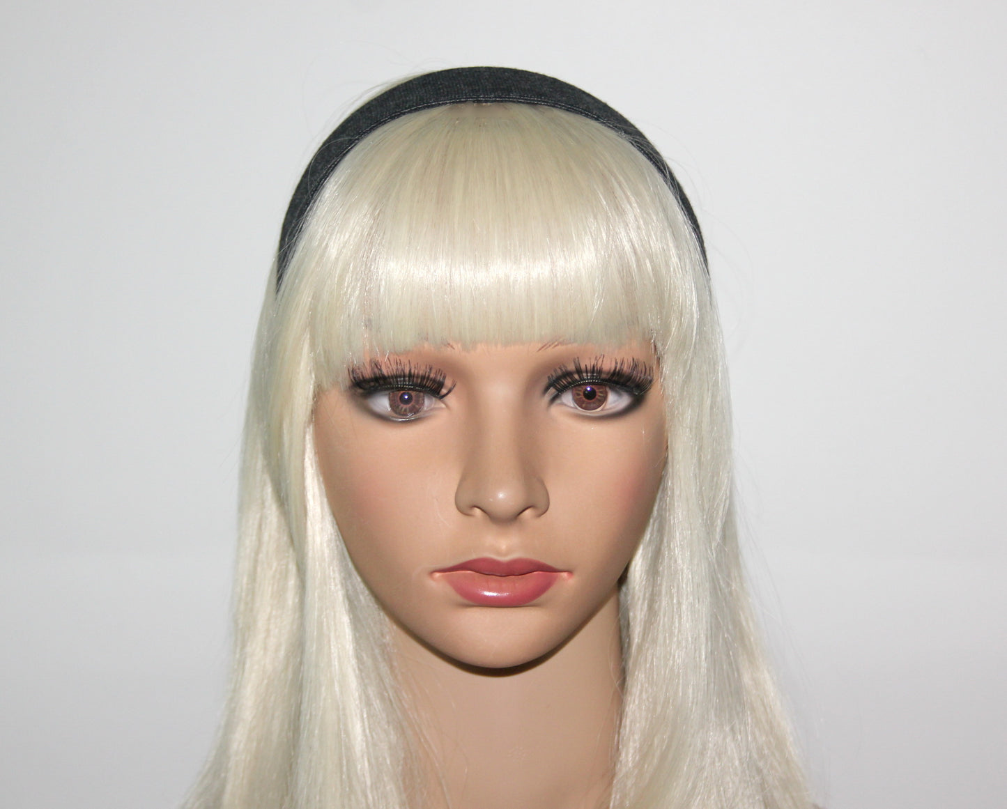 Dark Gray wool stripe headband Handmade warm flat hairband for women
