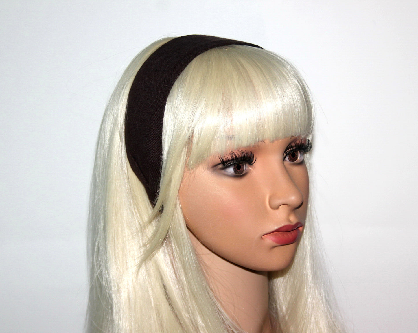 Dark Brown linen flat headband Handmade women hairband