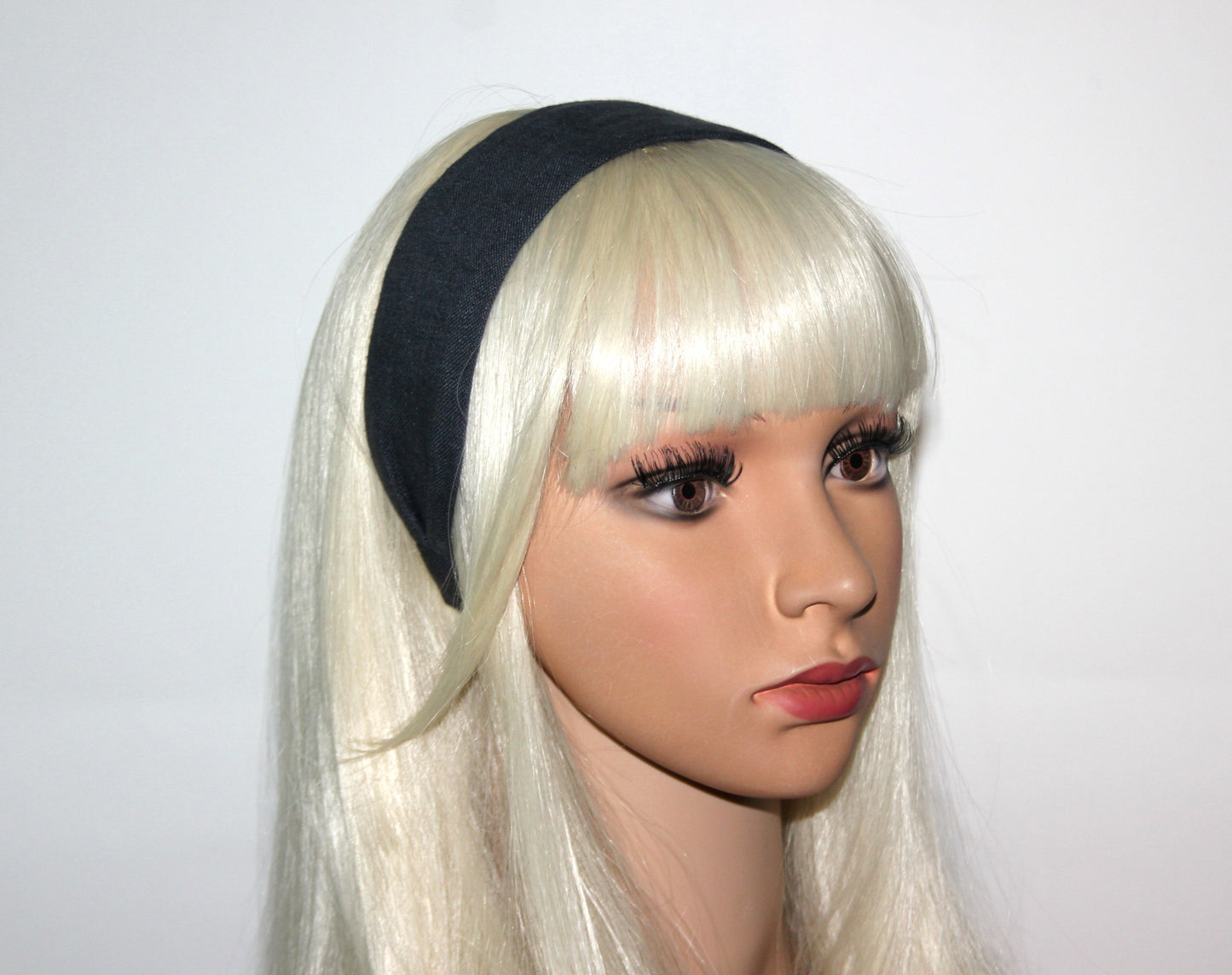 Charcoal Gray linen flat headband Handmade women hairband