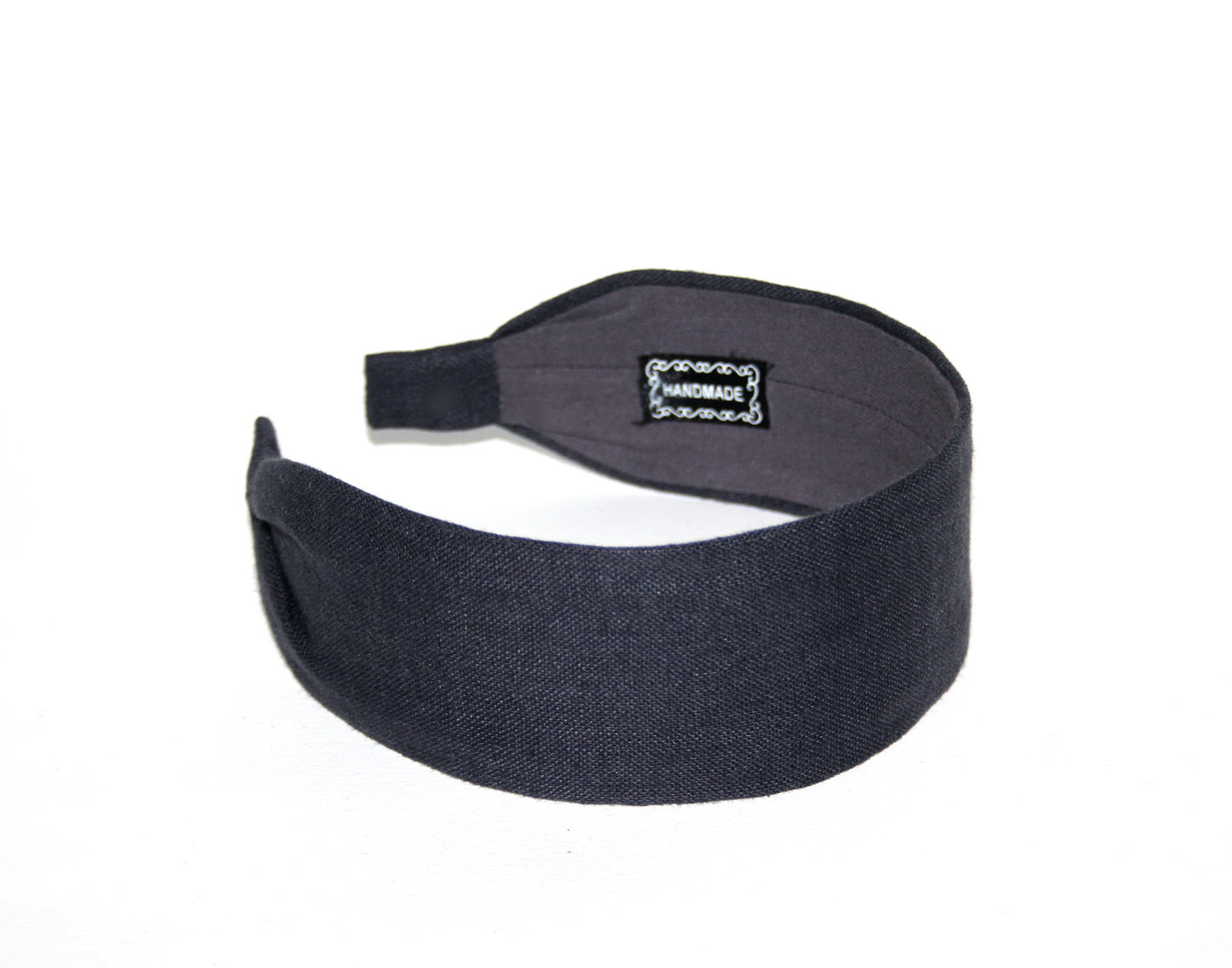 Charcoal Gray linen flat headband Handmade women hairband