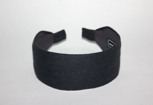 Charcoal Gray linen flat headband Handmade women hairband