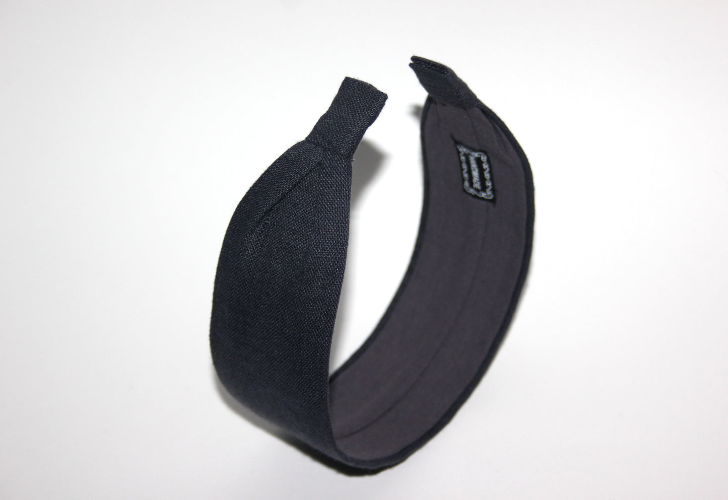 Charcoal Gray linen flat headband Handmade women hairband