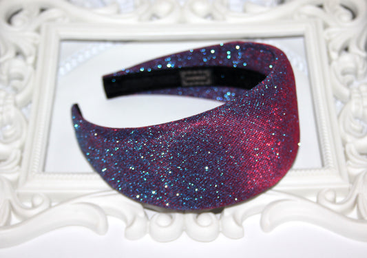 Stardust padded headband, Iridescent Purple sparkle head scarf, plastic free