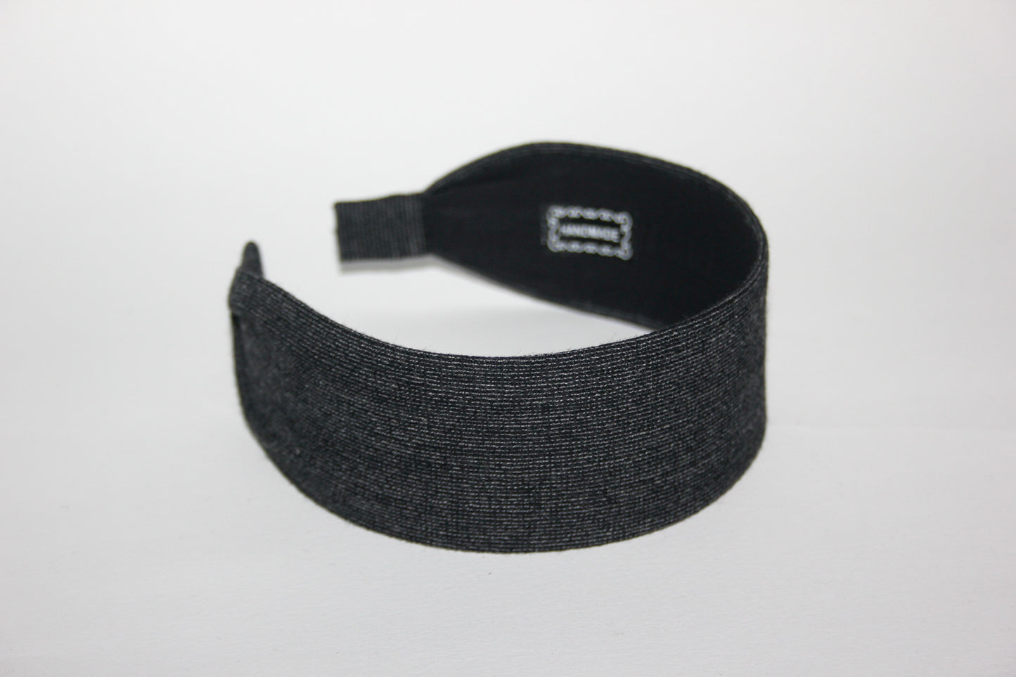 Dark Gray wool stripe headband Handmade warm flat hairband for women
