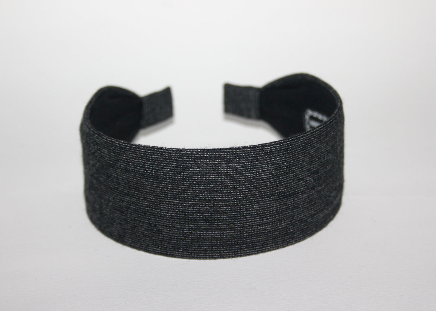 Dark Gray wool stripe headband Handmade warm flat hairband for women