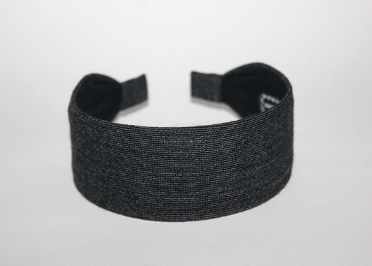 Dark Gray wool stripe headband Handmade warm flat hairband for women