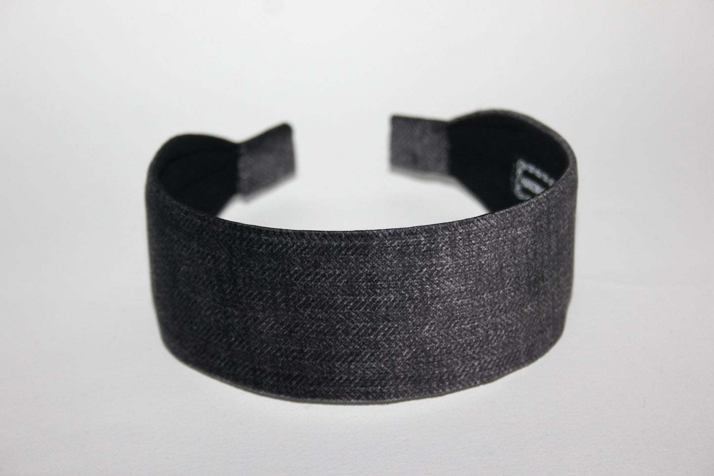 Dark Gray velvet headband Herringbone flat hairband scarf, adjustable, plastic free