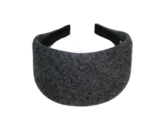 Woman headband Salt & Pepper wide wool hairband, plastic free
