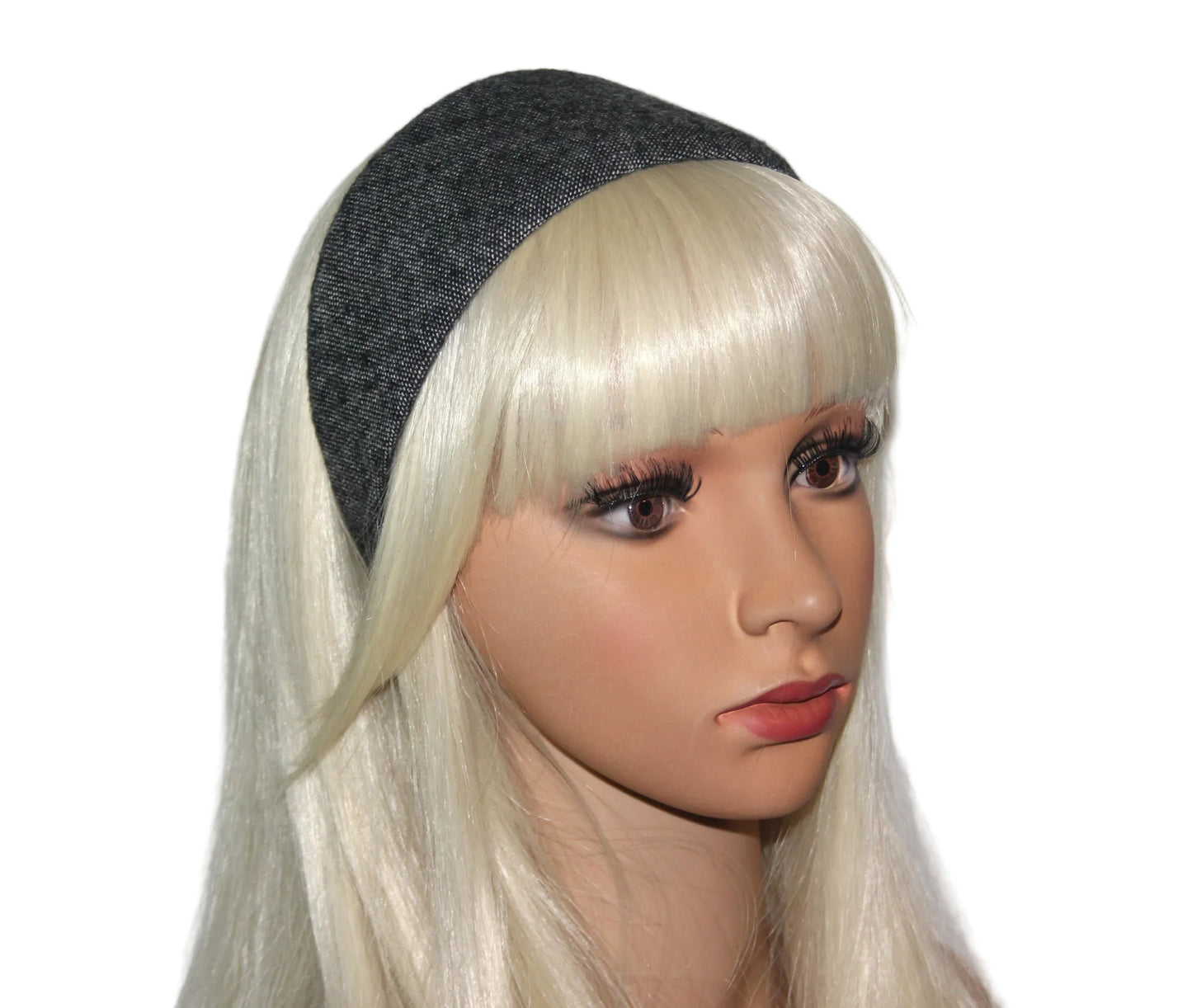 Woman headband Salt & Pepper wide wool hairband, plastic free