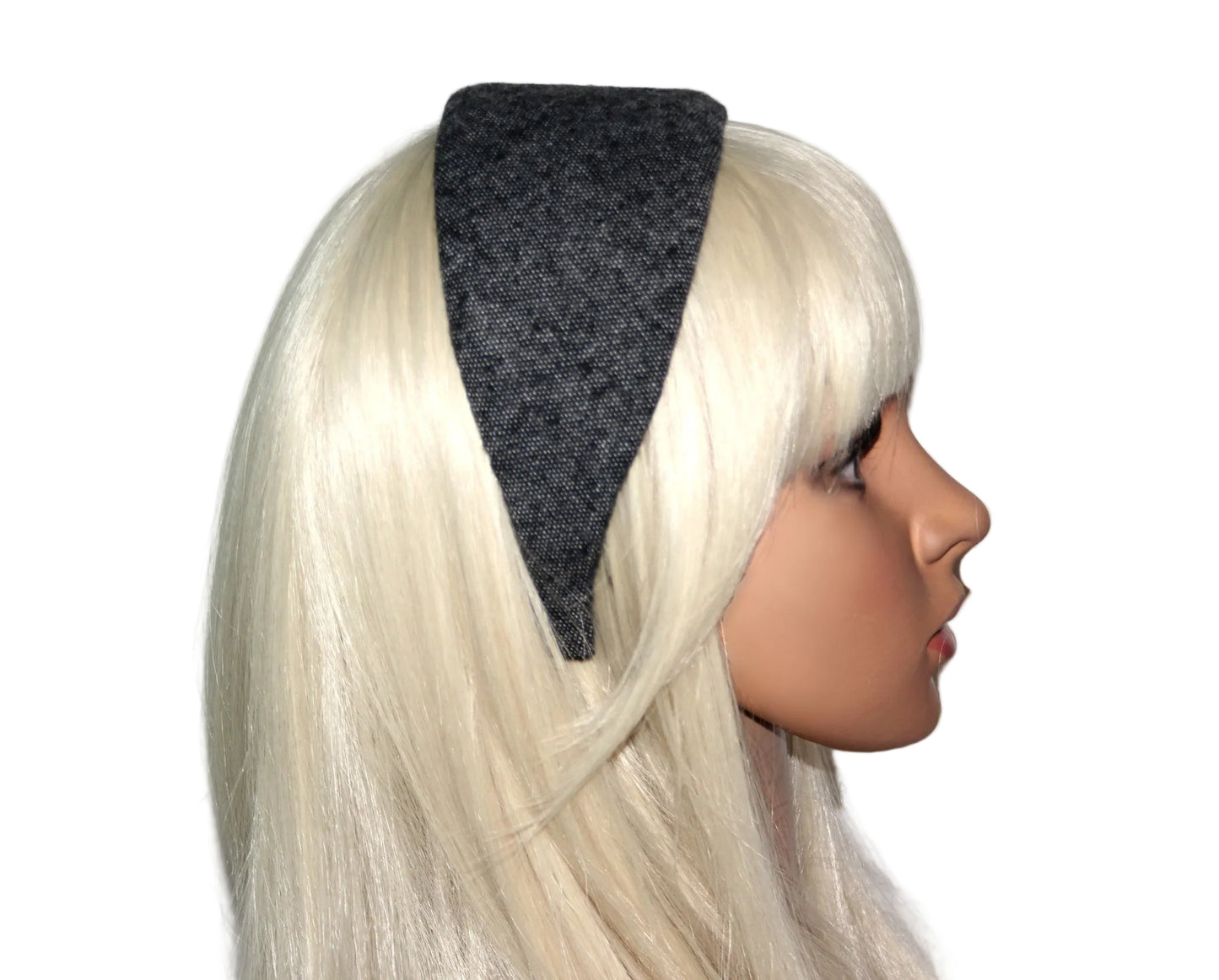 Woman headband Salt & Pepper wide wool hairband, plastic free