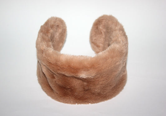Light Brown earmuffs Rabbit faux fur headband turban Skiing headphones for women