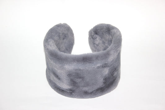 Gray earmuffs Rabbit faux fur headband turban Skiing headphones