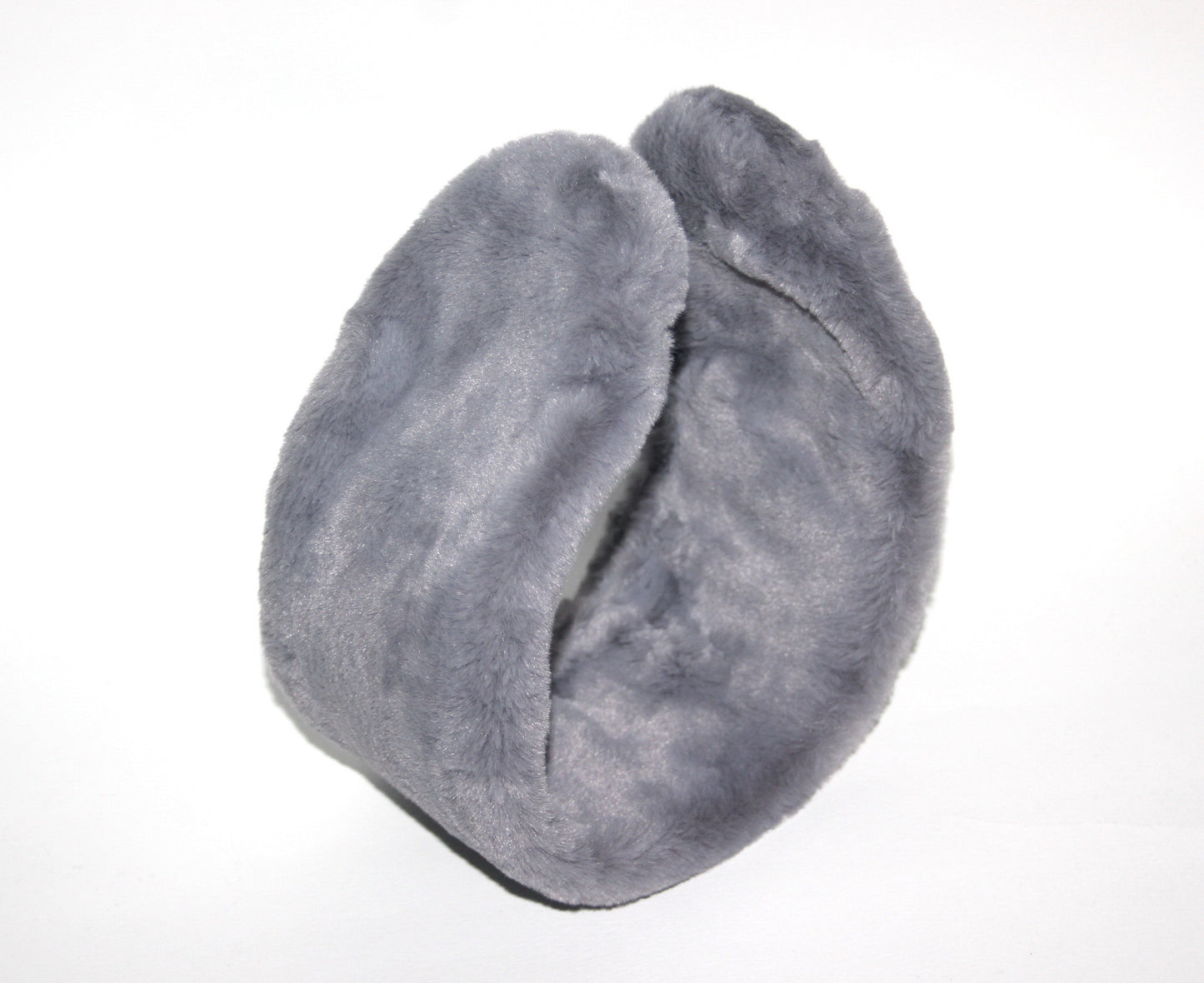 Gray earmuffs Rabbit faux fur headband turban Skiing headphones