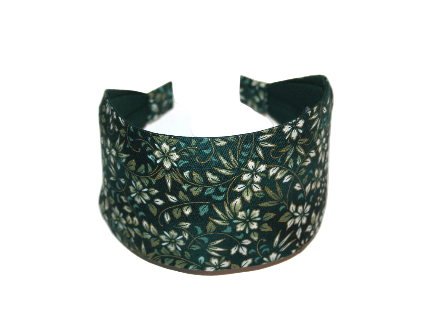Dark Green cotton headband Flower print headcover