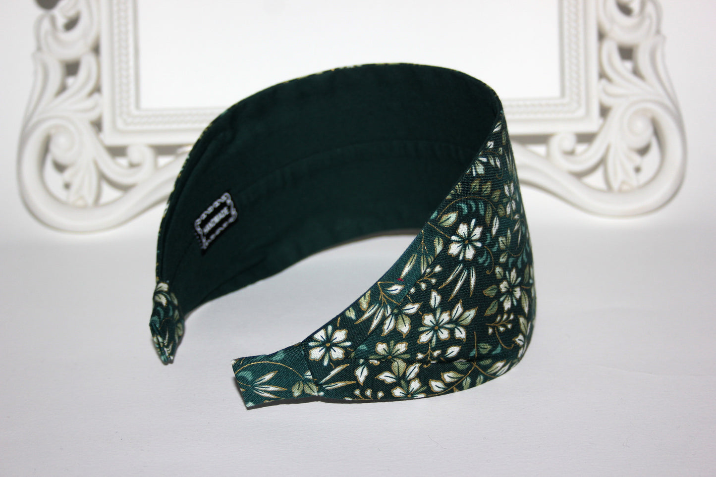 Dark Green cotton headband Flower print headcover