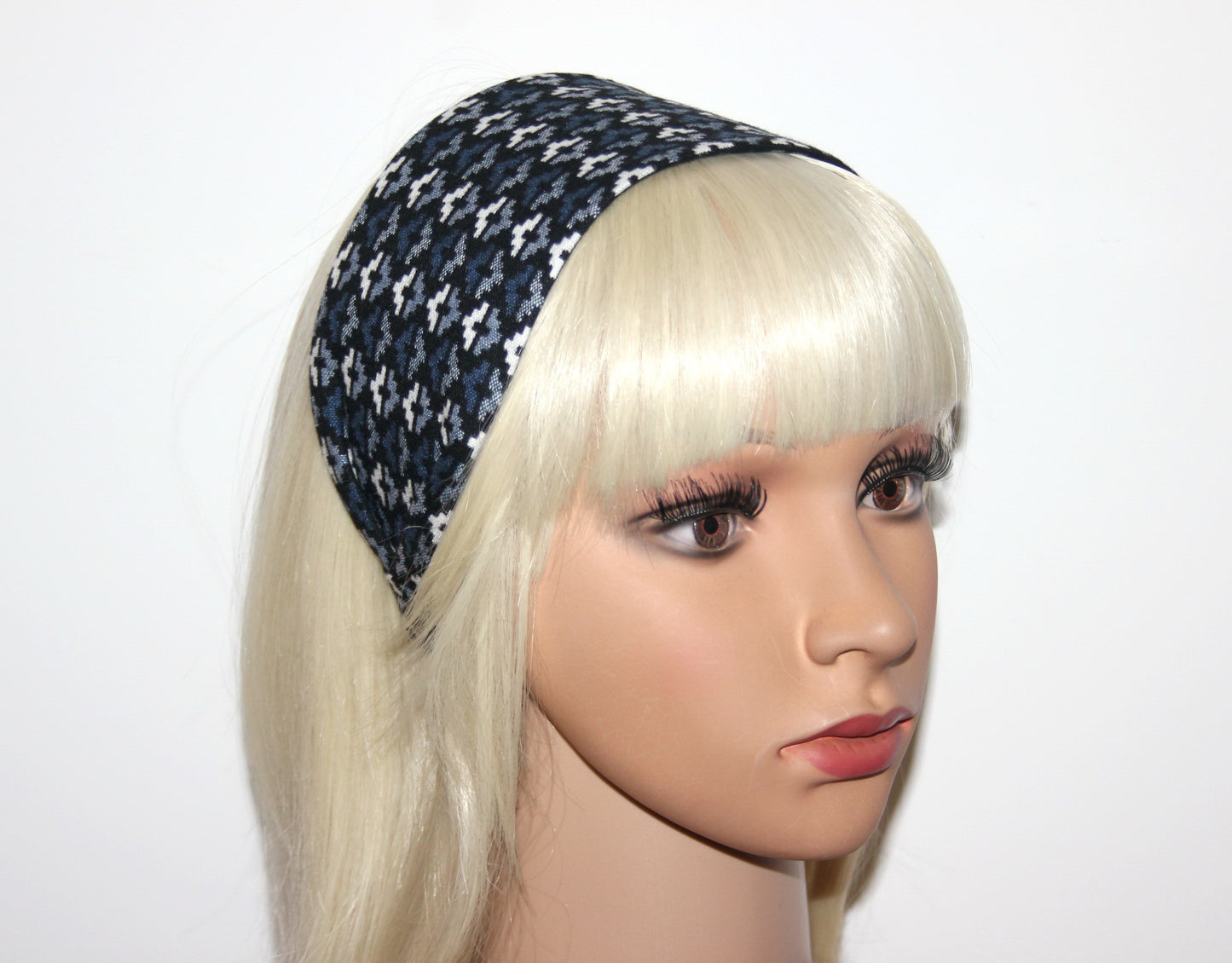 Flat headband for women Traditional hairband Dark Blue headwrap