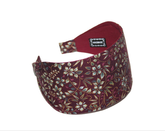 Dark Maroon cotton headband Flower print headcover
