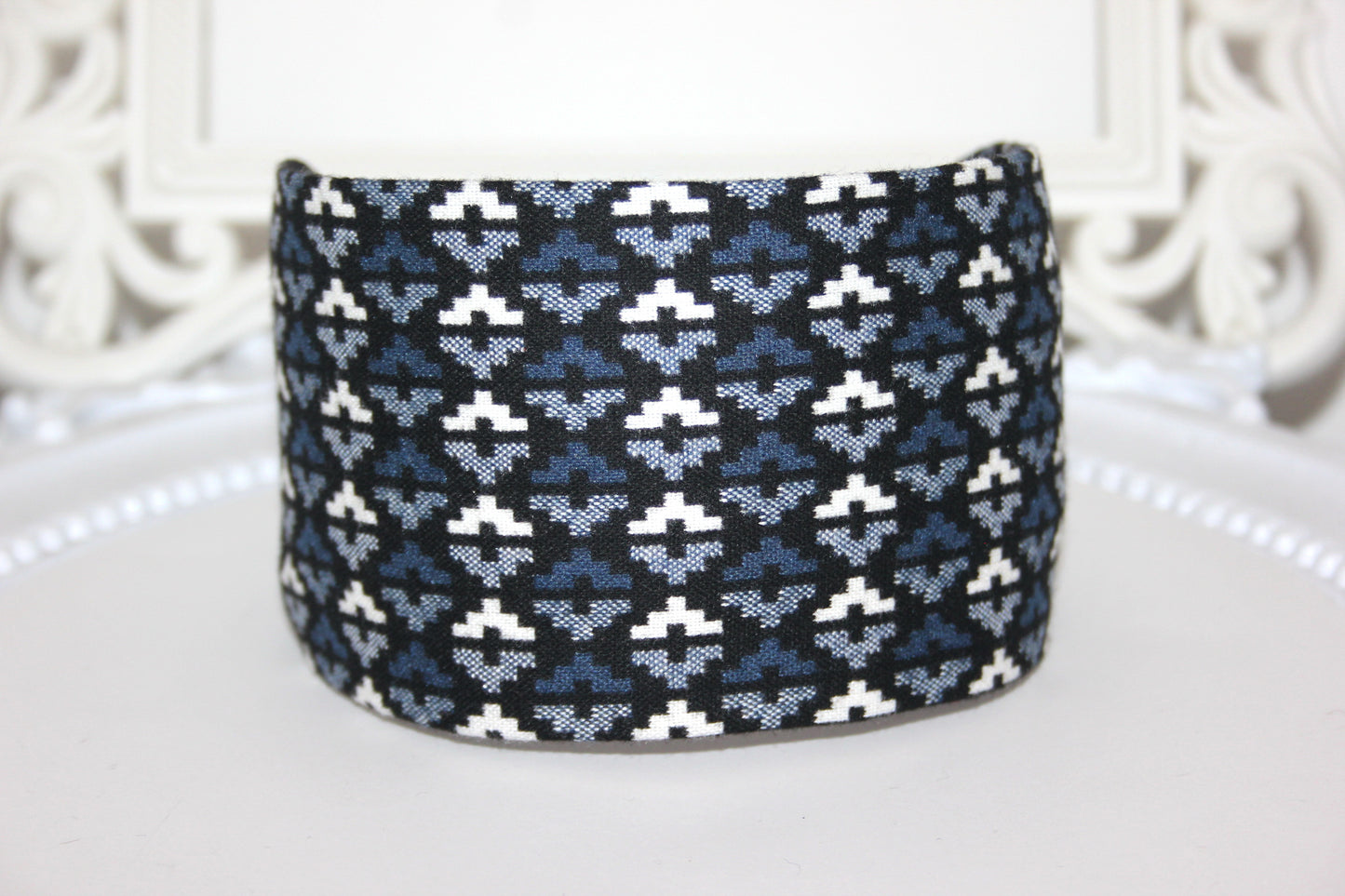 Flat headband for women Traditional hairband Dark Blue headwrap
