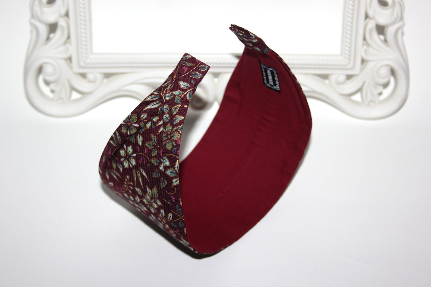 Dark Maroon cotton headband Flower print headcover