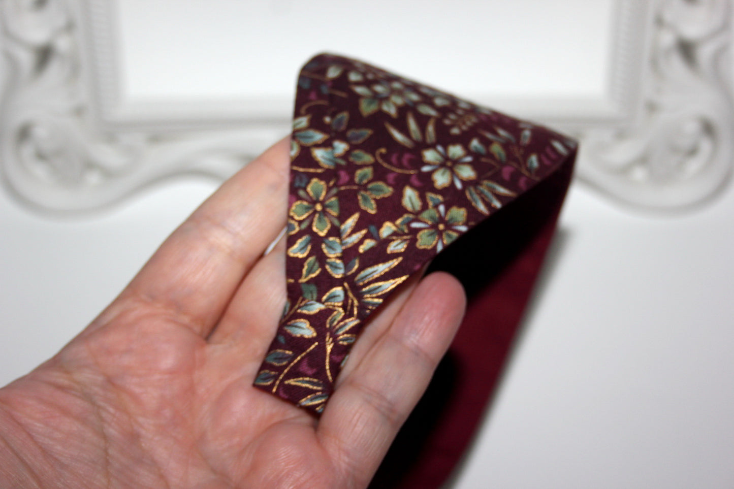 Dark Maroon cotton headband Flower print headcover