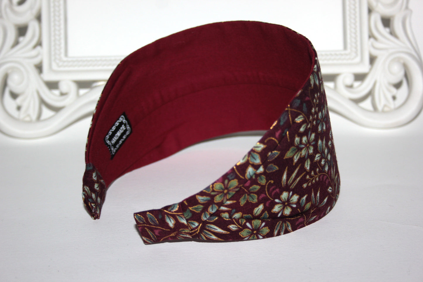 Dark Maroon cotton headband Flower print headcover
