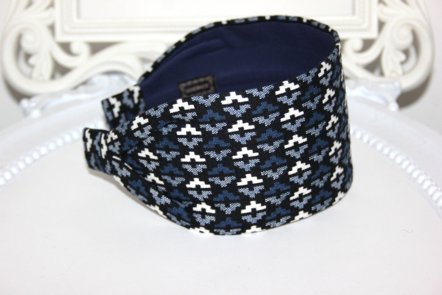 Flat headband for women Traditional hairband Dark Blue headwrap