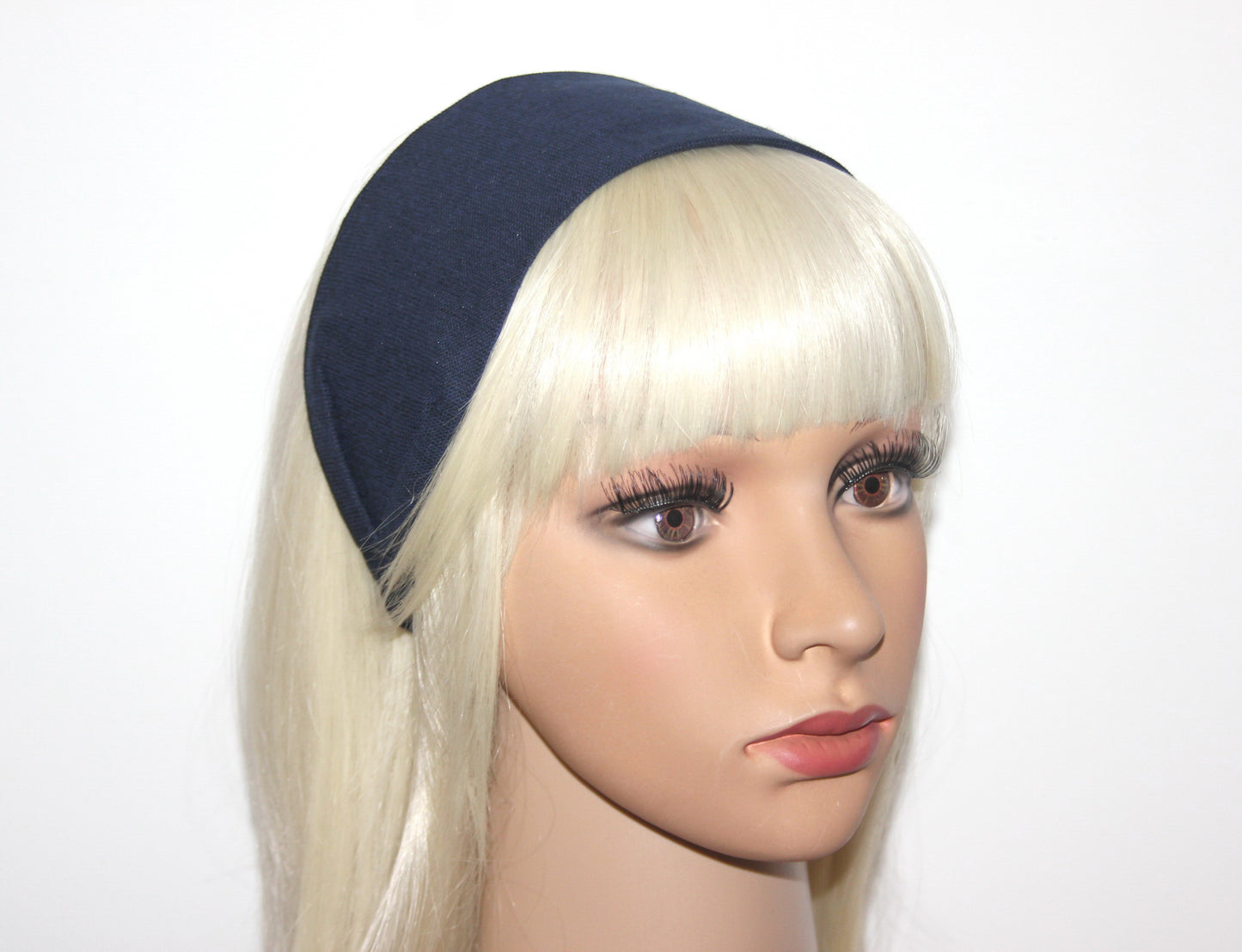 Dark Blue linen headband women retro hairband bandana