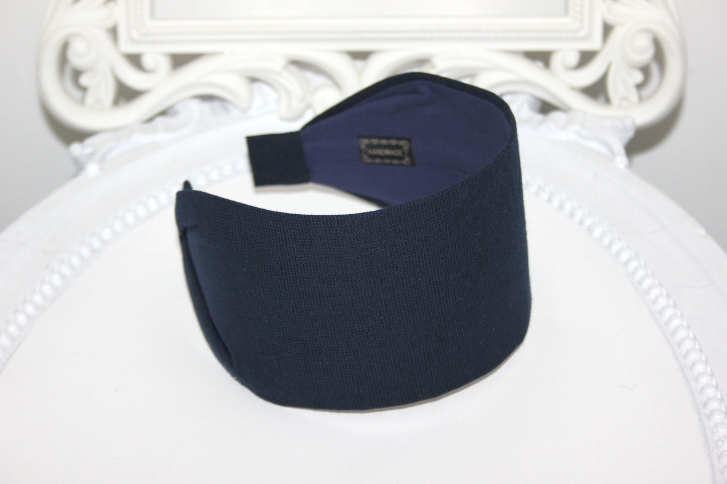 Dark Blue linen headband women retro hairband bandana