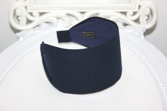 Dark Blue linen headband women retro hairband bandana