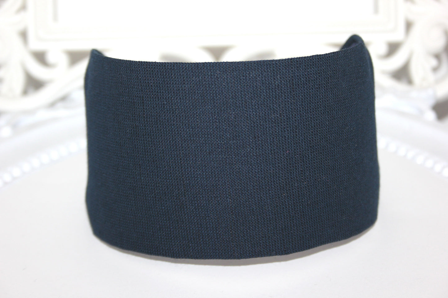 Dark Blue linen headband women retro hairband bandana
