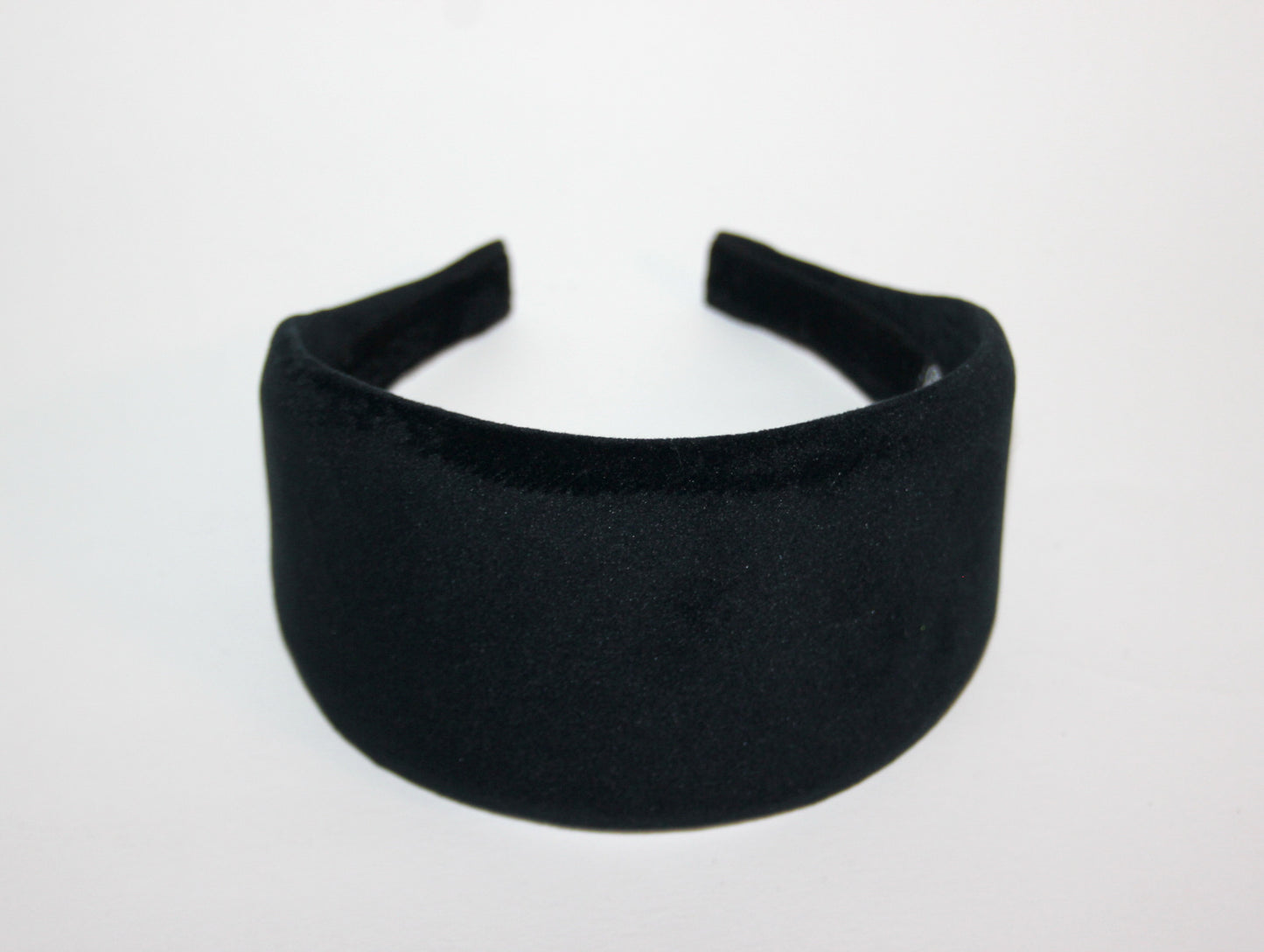 Black poly velvet headband for women, wide hairband, plastic free