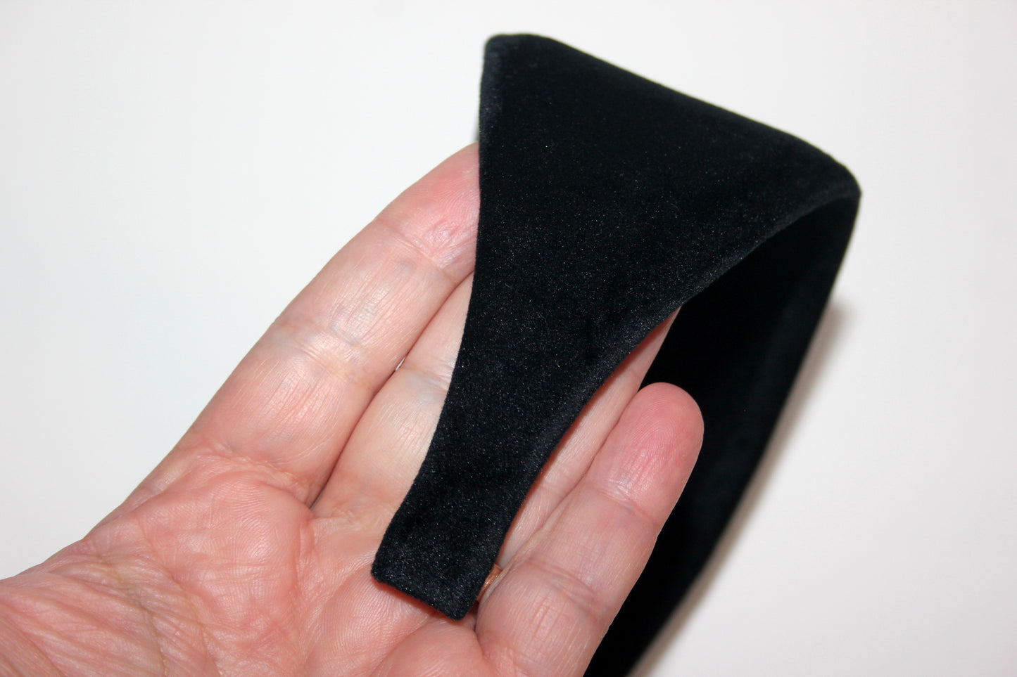 Black poly velvet headband for women, wide hairband, plastic free