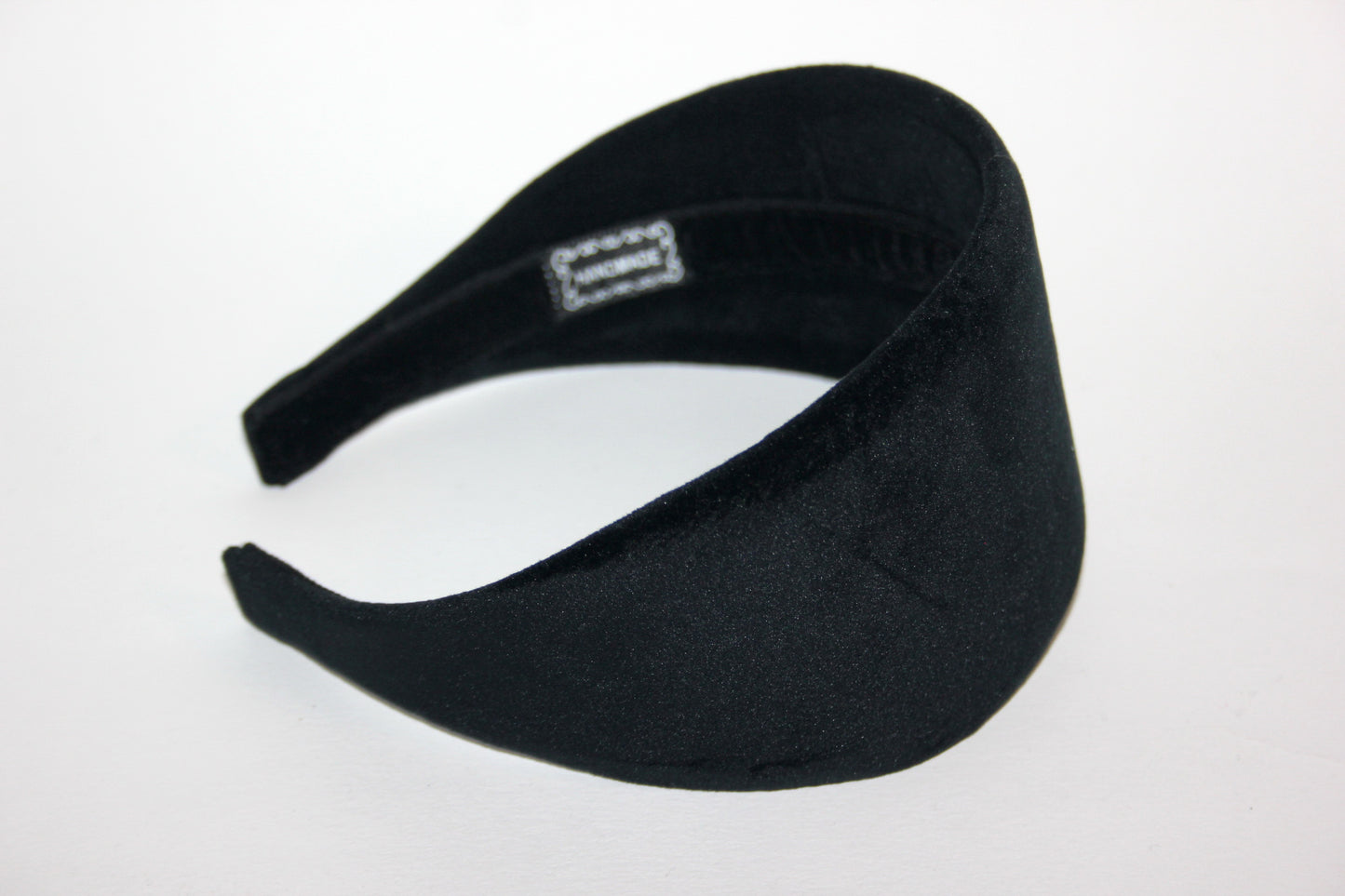 Black poly velvet headband for women, wide hairband, plastic free